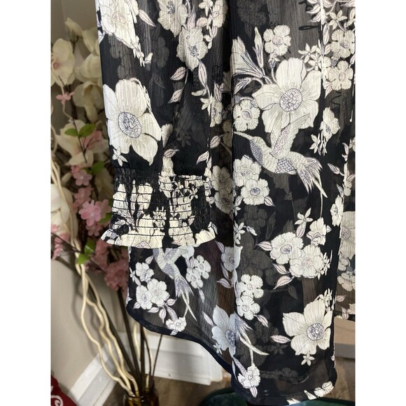 Lost + Wander Women Dress Size Small Floral Prairie Sheer Mock Neck Long Sleeve - Picture 4 of 10